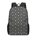 Black And White Geometric Floral Print 17 Inch Backpack