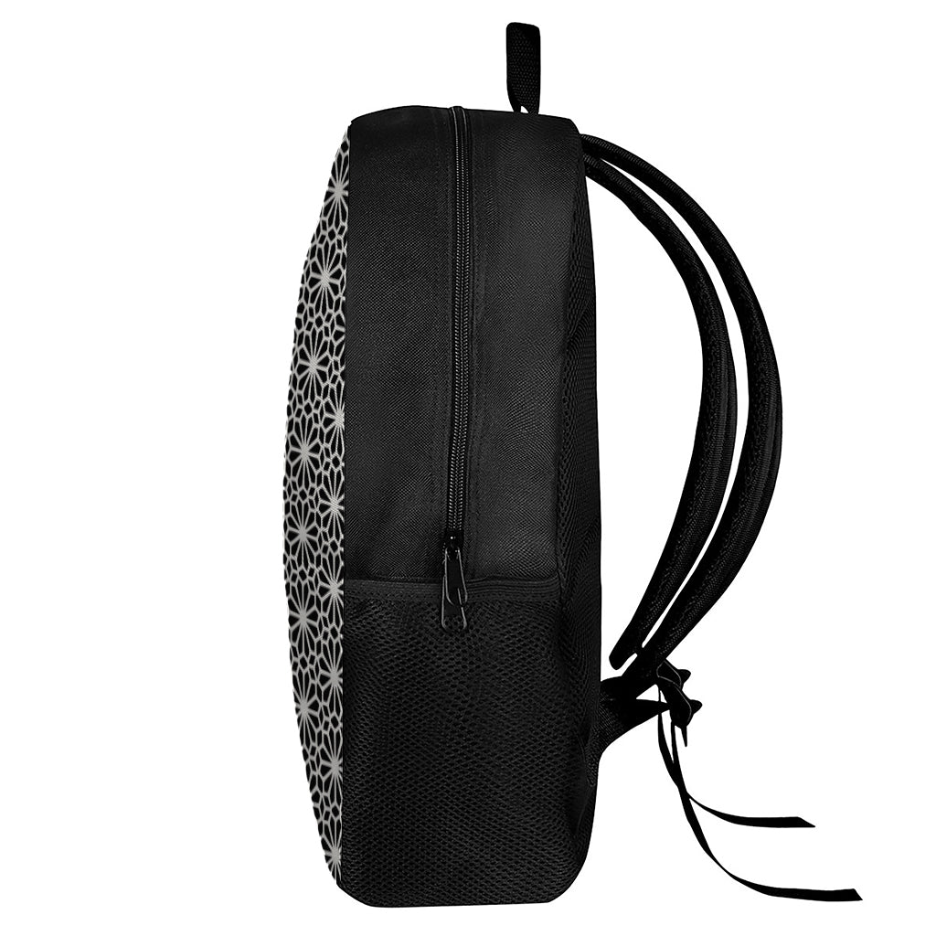 Black And White Geometric Floral Print 17 Inch Backpack