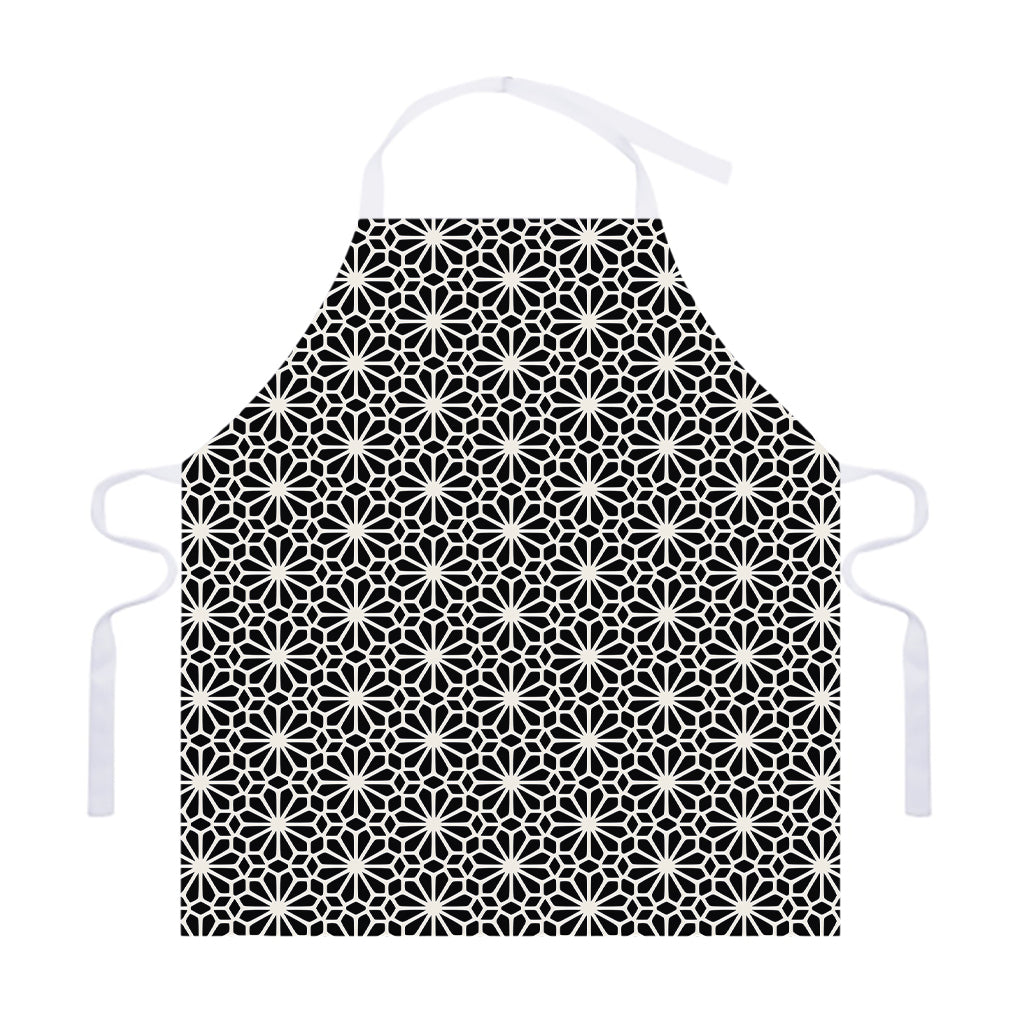 Black And White Geometric Floral Print Adjustable Apron