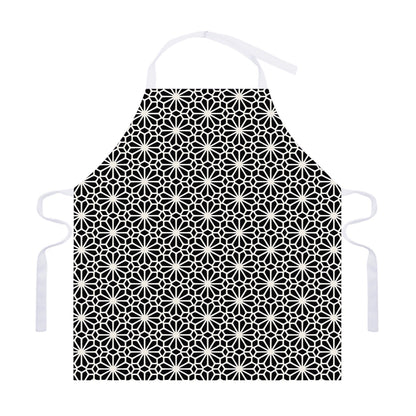 Black And White Geometric Floral Print Adjustable Apron