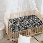 Black And White Geometric Floral Print Baby Crib Sheet