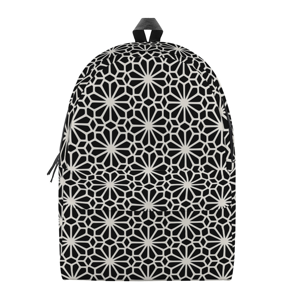 Black And White Geometric Floral Print Backpack