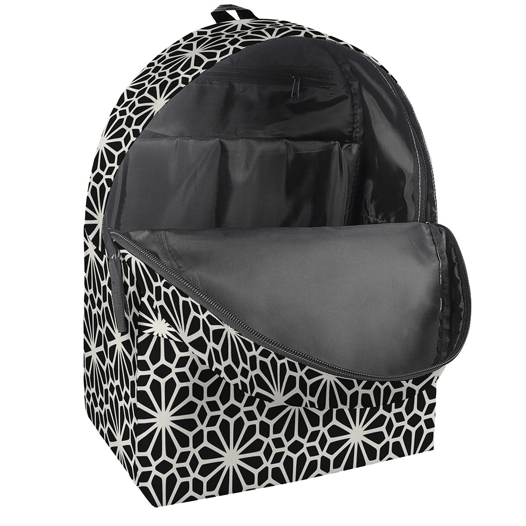 Black And White Geometric Floral Print Backpack