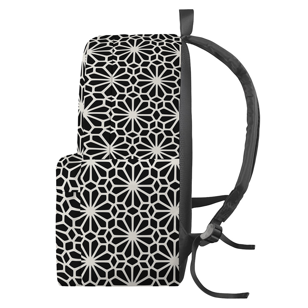Black And White Geometric Floral Print Backpack