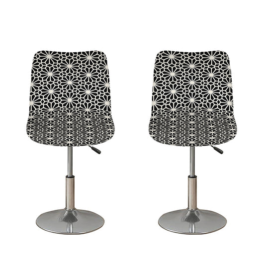 Black And White Geometric Floral Print Bar Stool Covers