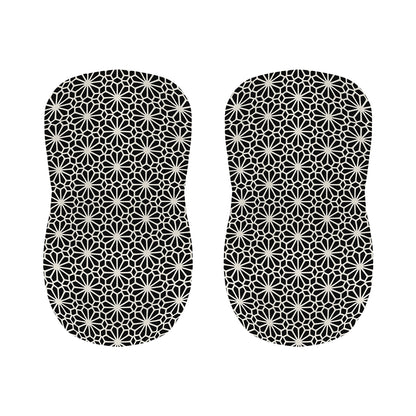 Black And White Geometric Floral Print Bar Stool Covers