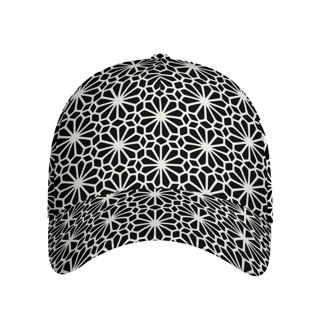 Black And White Geometric Floral Print Baseball Cap