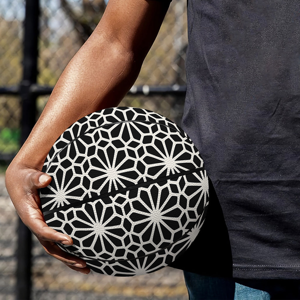 Black And White Geometric Floral Print Basketball