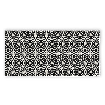 Black And White Geometric Floral Print Beach Towel