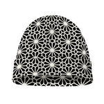 Black And White Geometric Floral Print Beanie