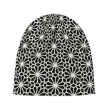 Black And White Geometric Floral Print Beanie