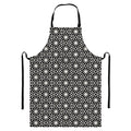 Black And White Geometric Floral Print Bib Apron With Pocket