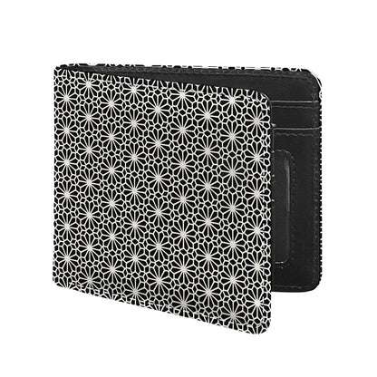 Black And White Geometric Floral Print Bifold Wallet