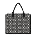 Black And White Geometric Floral Print Canvas Tote Bag