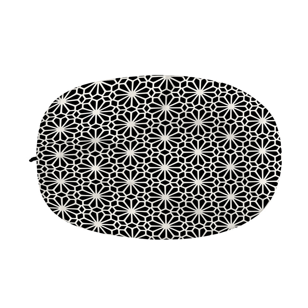 Black And White Geometric Floral Print Car Side Mirror Covers