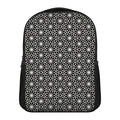 Black And White Geometric Floral Print Casual Backpack