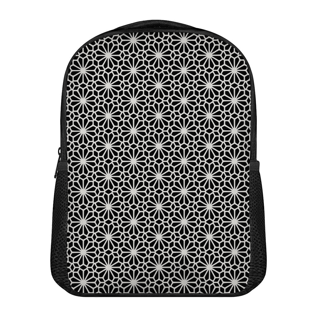 Black And White Geometric Floral Print Casual Backpack