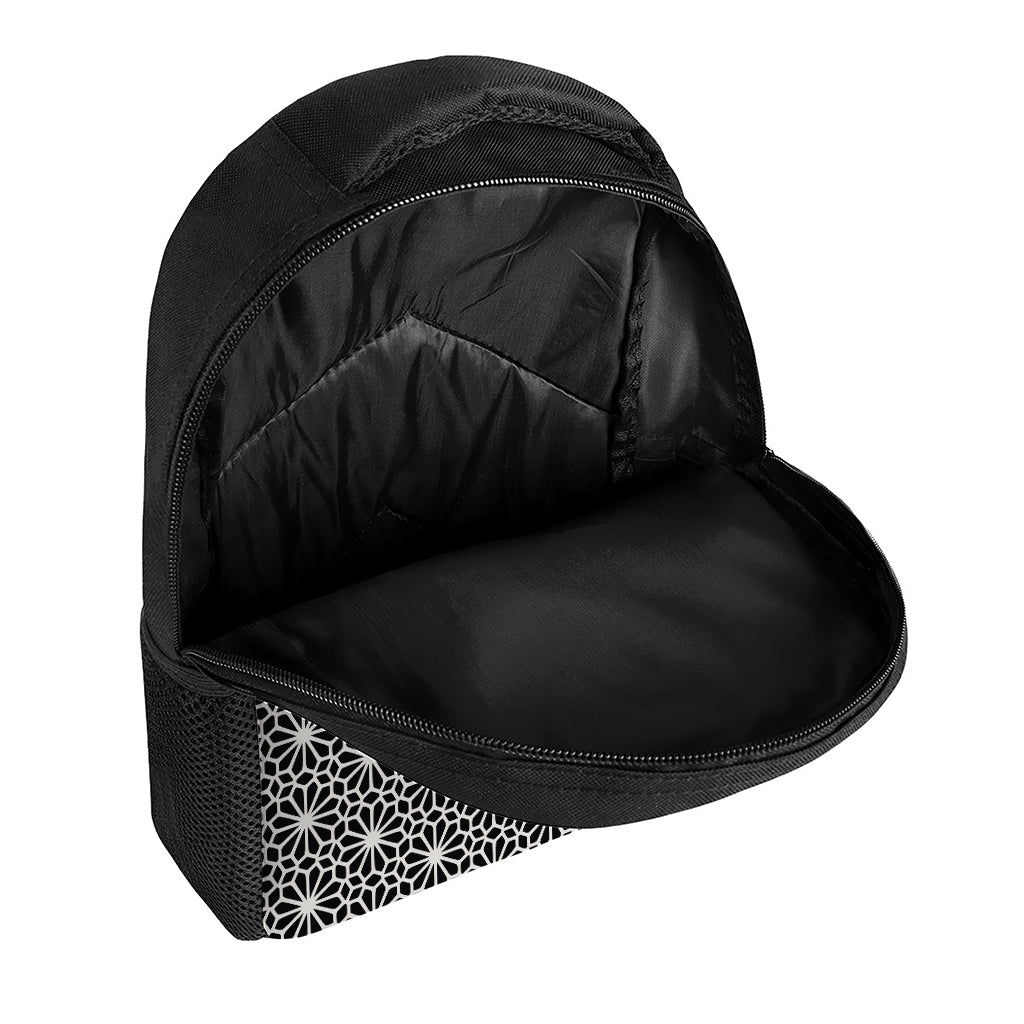 Black And White Geometric Floral Print Casual Backpack