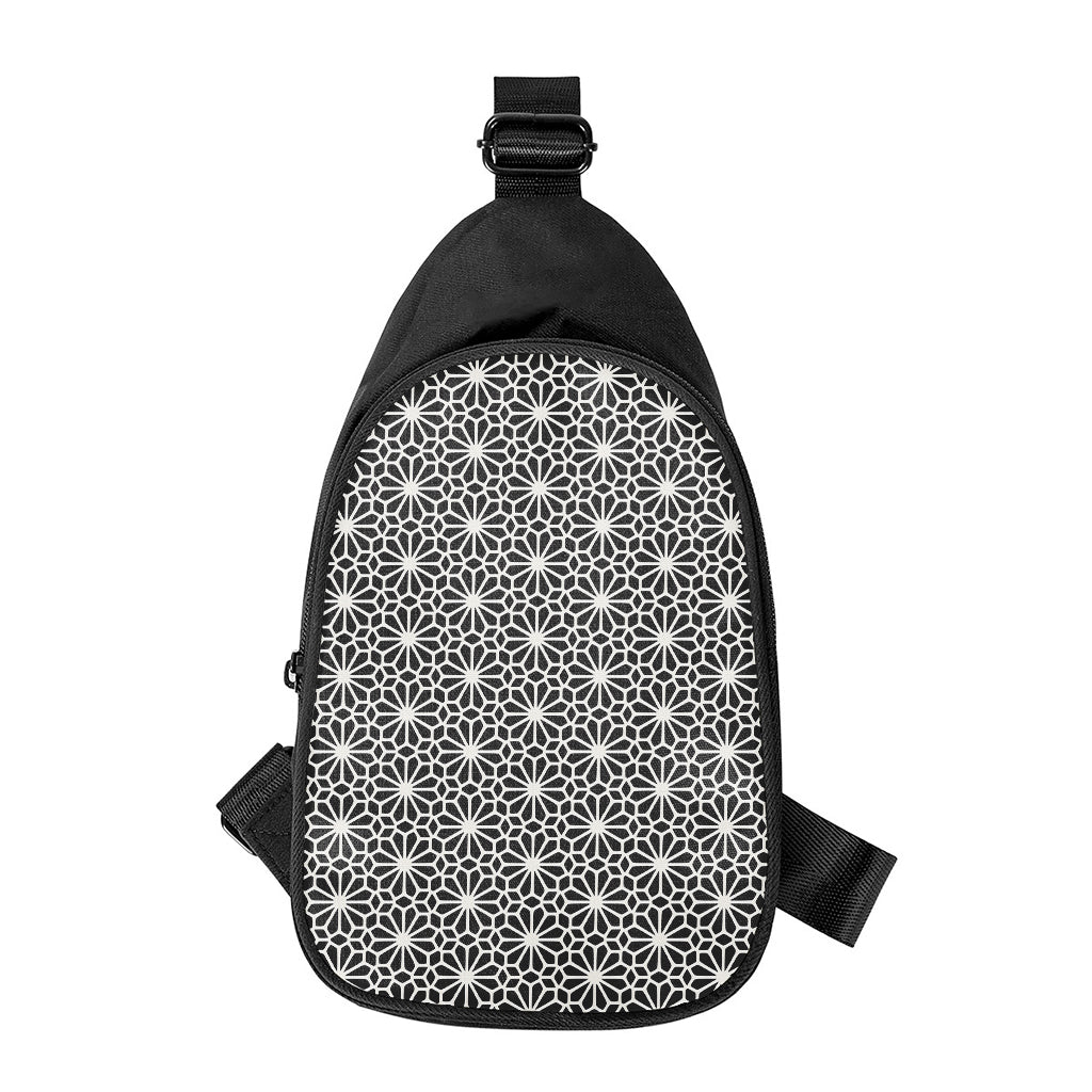 Black And White Geometric Floral Print Chest Bag