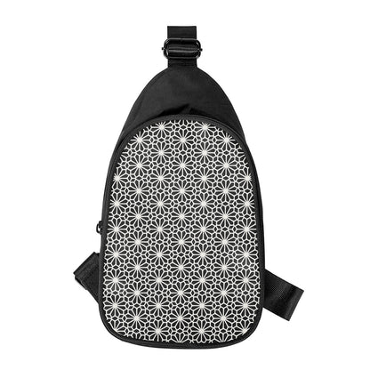 Black And White Geometric Floral Print Chest Bag
