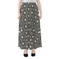 Black And White Geometric Floral Print Chiffon Maxi Skirt