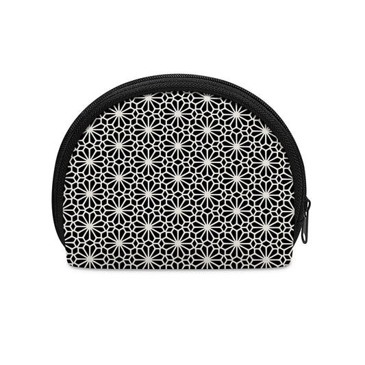 Black And White Geometric Floral Print Coin Purse