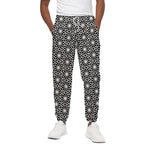 Black And White Geometric Floral Print Cotton Pants