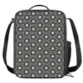 Black And White Geometric Floral Print Crossbody Lunch Bag