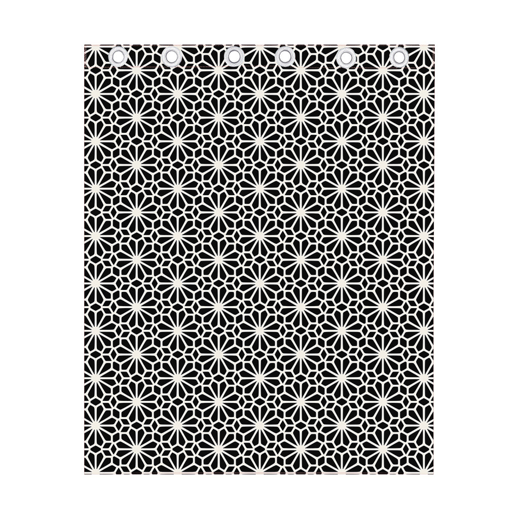 Black And White Geometric Floral Print Curtain