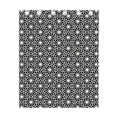 Black And White Geometric Floral Print Curtain