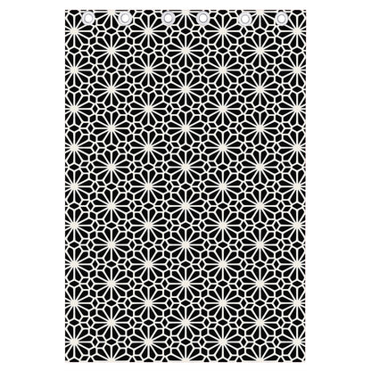 Black And White Geometric Floral Print Curtain