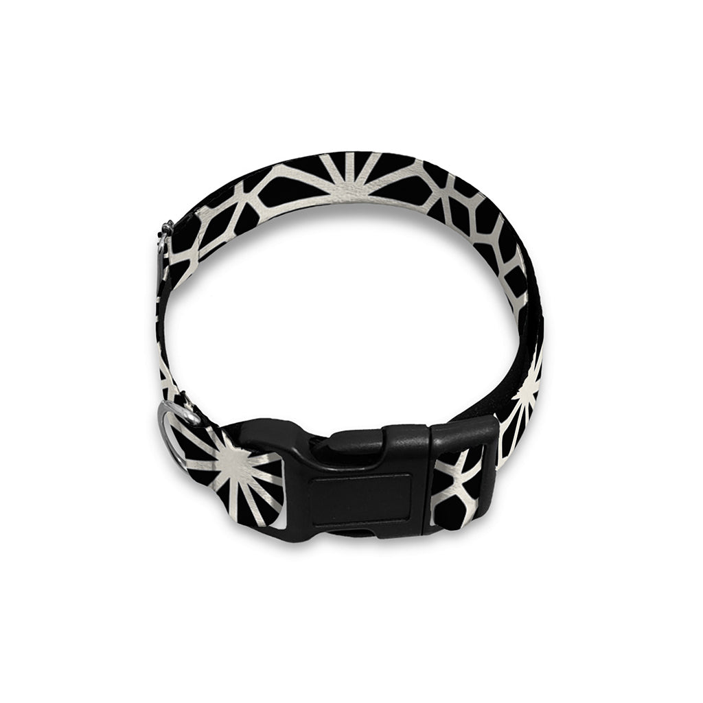 Black And White Geometric Floral Print Dog Collar