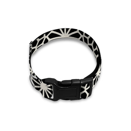 Black And White Geometric Floral Print Dog Collar