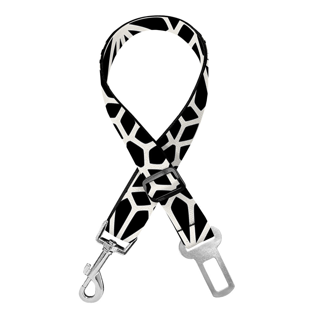 Black And White Geometric Floral Print Dog Seat Belt