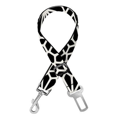Black And White Geometric Floral Print Dog Seat Belt