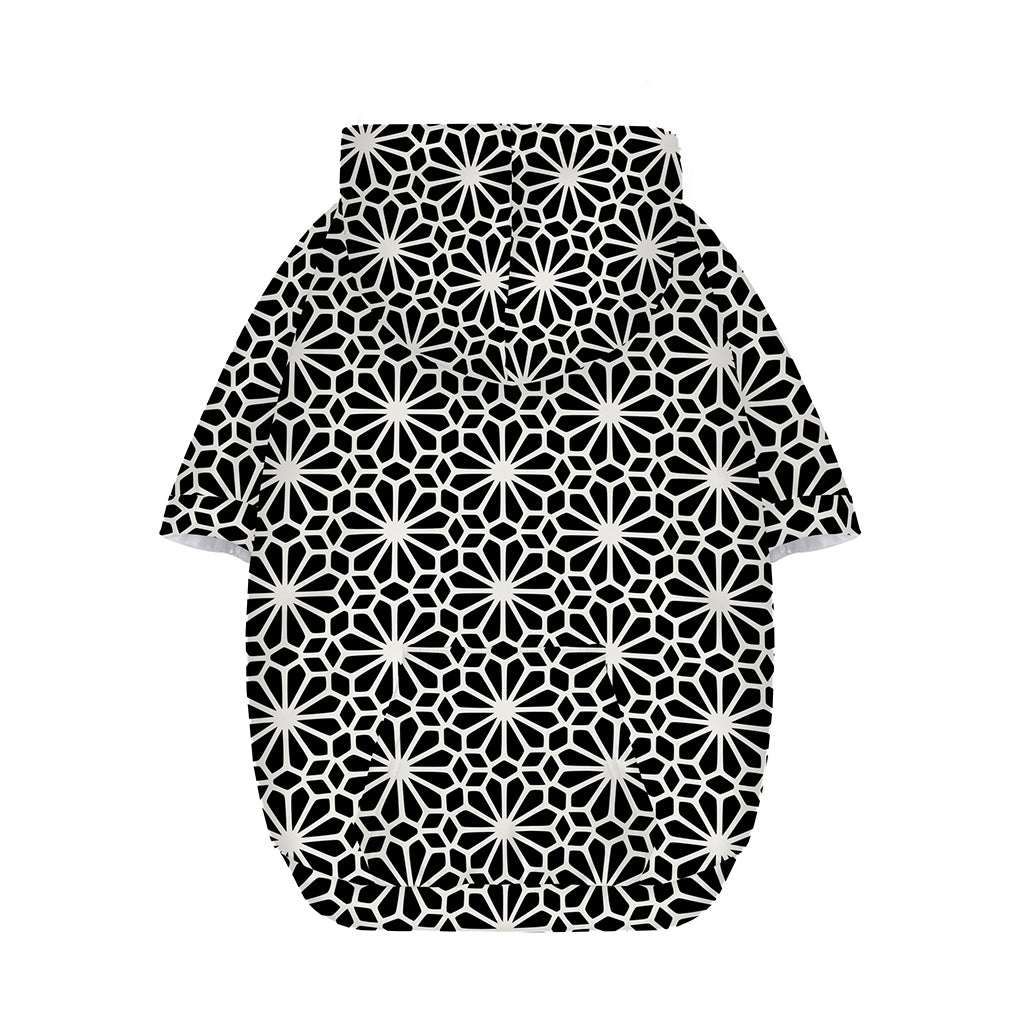 Black And White Geometric Floral Print Dog Zip Up Hoodie