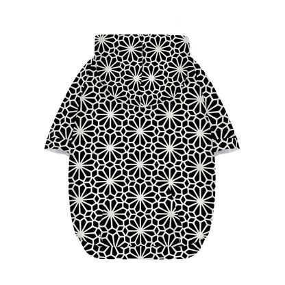 Black And White Geometric Floral Print Dog Zip Up Hoodie
