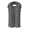 Black And White Geometric Floral Print Double Neoprene Wine Tote