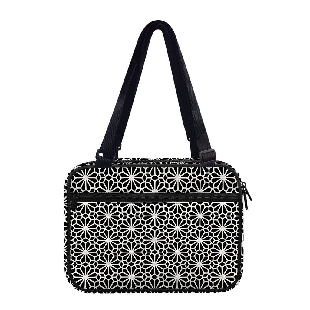 Black And White Geometric Floral Print Double Strap Bible Bag