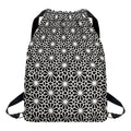 Black And White Geometric Floral Print Drawstring Backpack