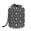 Black And White Geometric Floral Print Drawstring Makeup Bag