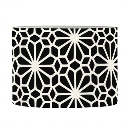 Black And White Geometric Floral Print Drum Lamp Shade