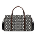 Black And White Geometric Floral Print Duffel Bag