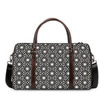 Black And White Geometric Floral Print Duffle Bag