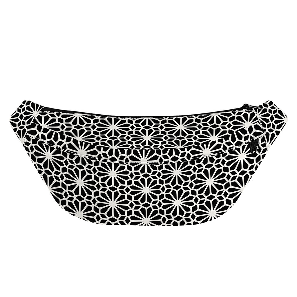 Black And White Geometric Floral Print Fanny Pack