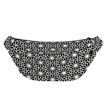 Black And White Geometric Floral Print Fanny Pack