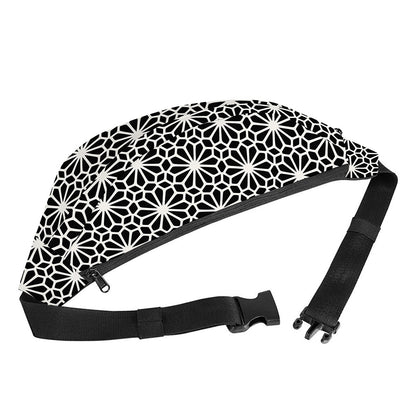 Black And White Geometric Floral Print Fanny Pack