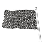 Black And White Geometric Floral Print Flag