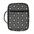 Black And White Geometric Floral Print Front Pocket Bible Bag