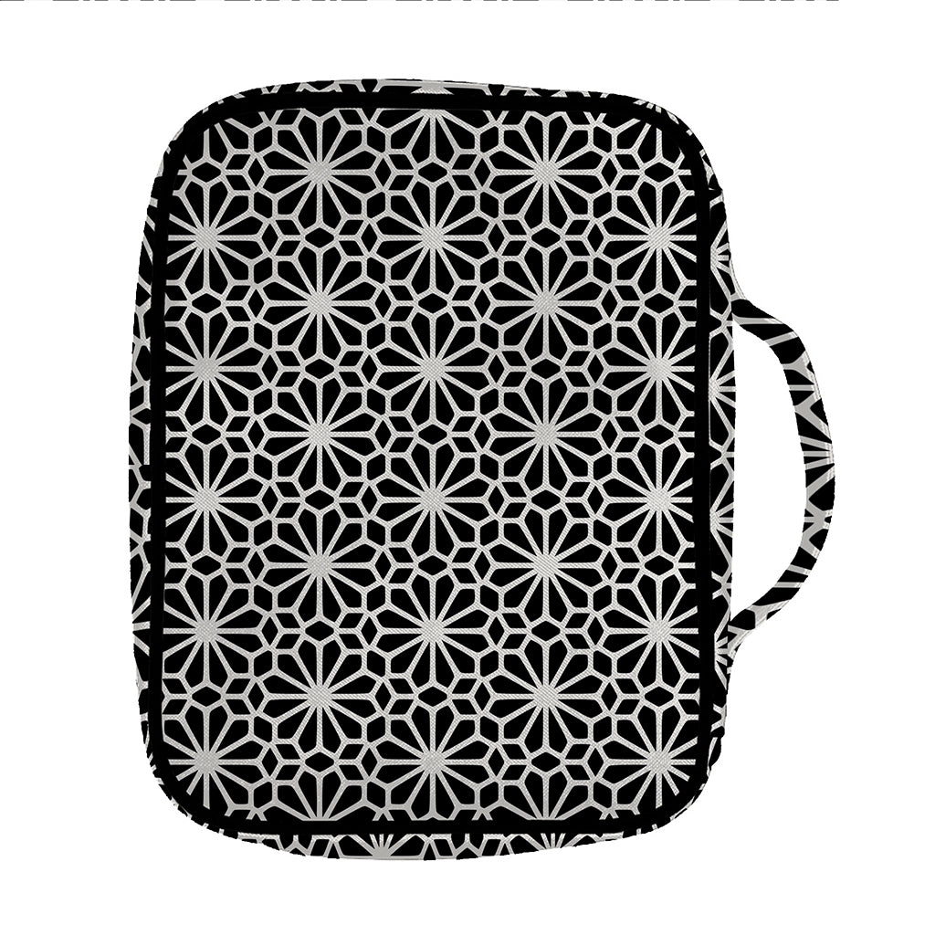 Black And White Geometric Floral Print Front Pocket Bible Bag